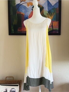 Anthropologie White Yellow Gray Colorblock Mini Dress